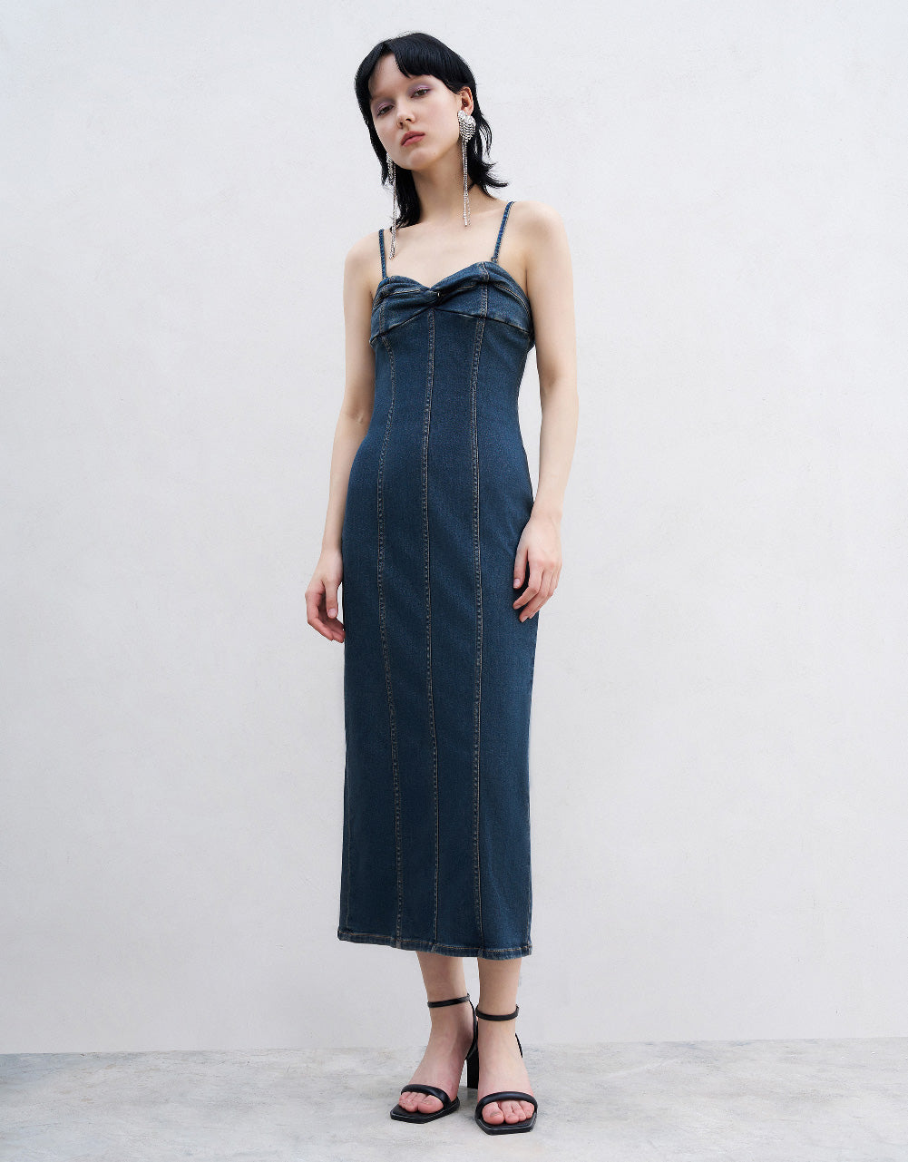 Off-Shoulder Denim Cami Dress