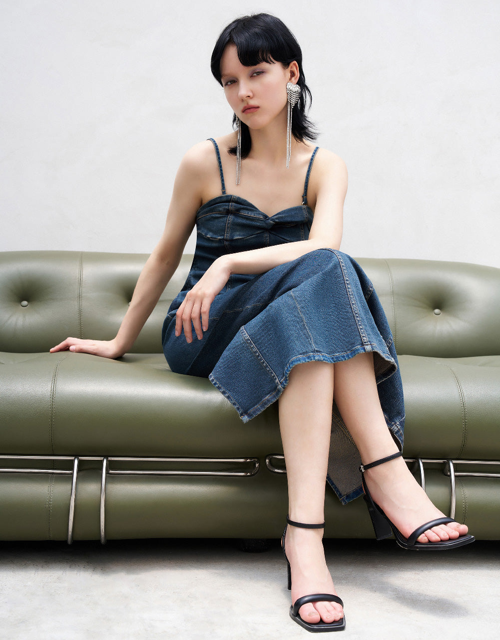 Off-Shoulder Denim Cami Dress