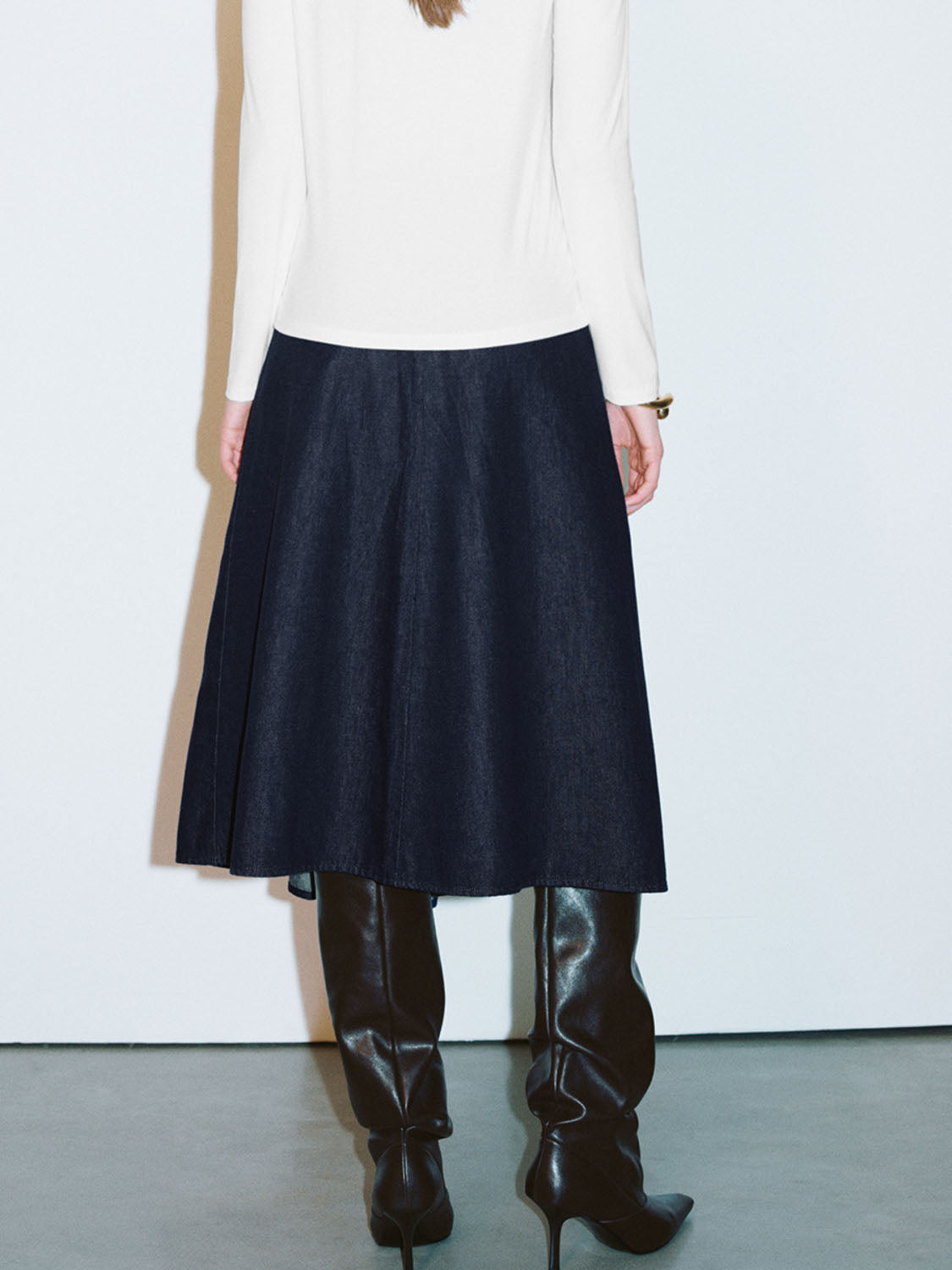 Maxi Denim Pleated Skirts