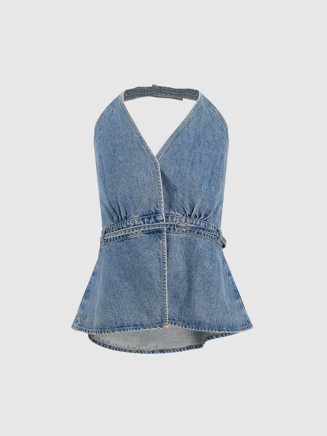 Halter Neck Denim Blouses