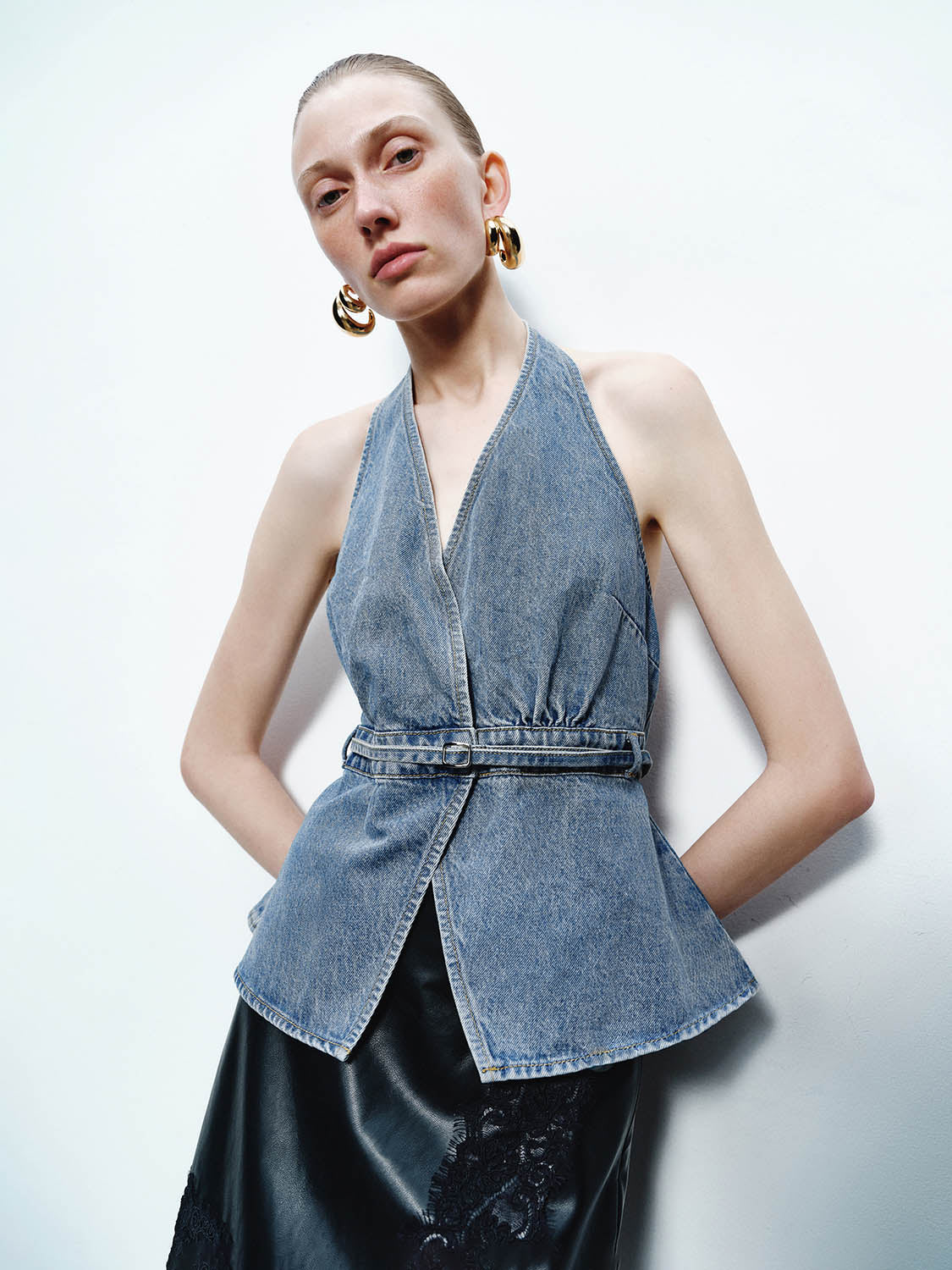 Halter Neck Denim Blouses