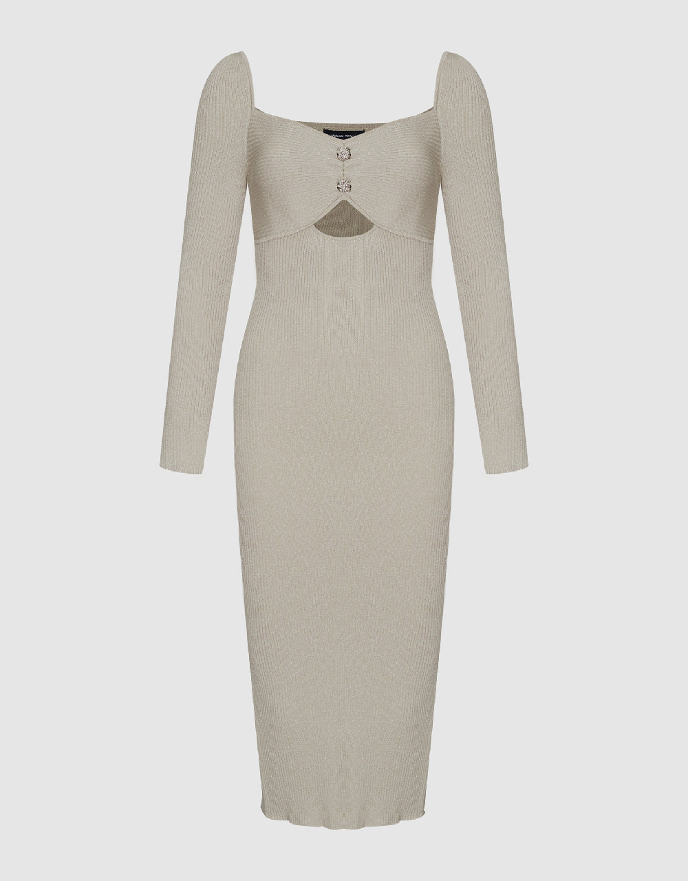 Square-Cut Collar Knitted Skinny Dress