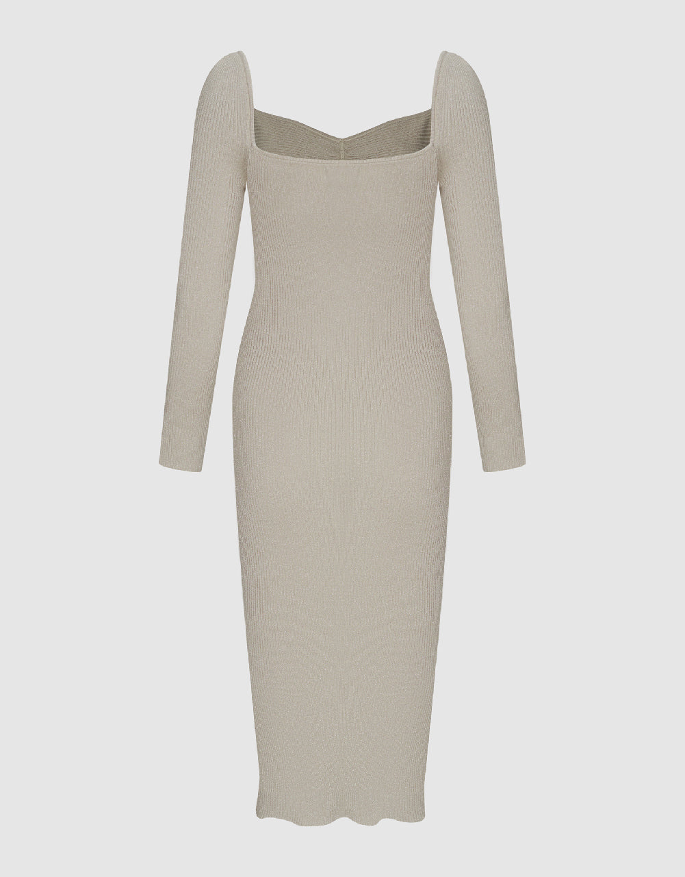 Square-Cut Collar Knitted Skinny Dress