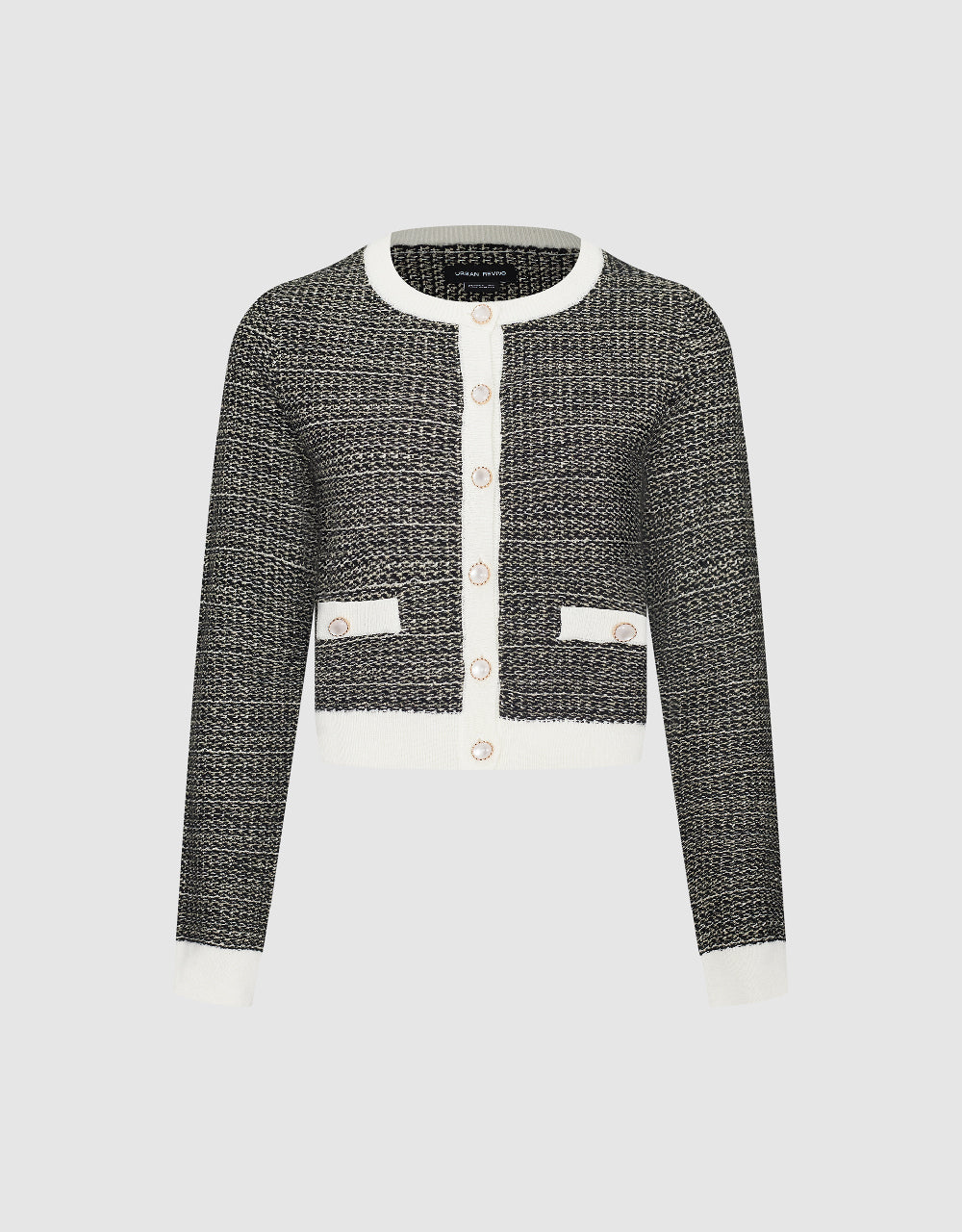 Knitted Cardigan With Faux Pearl Buttons