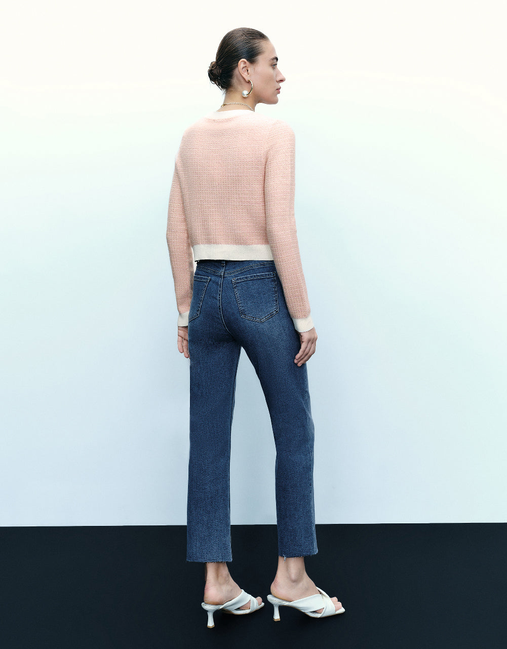 Knitted Cardigan With Faux Pearl Buttons