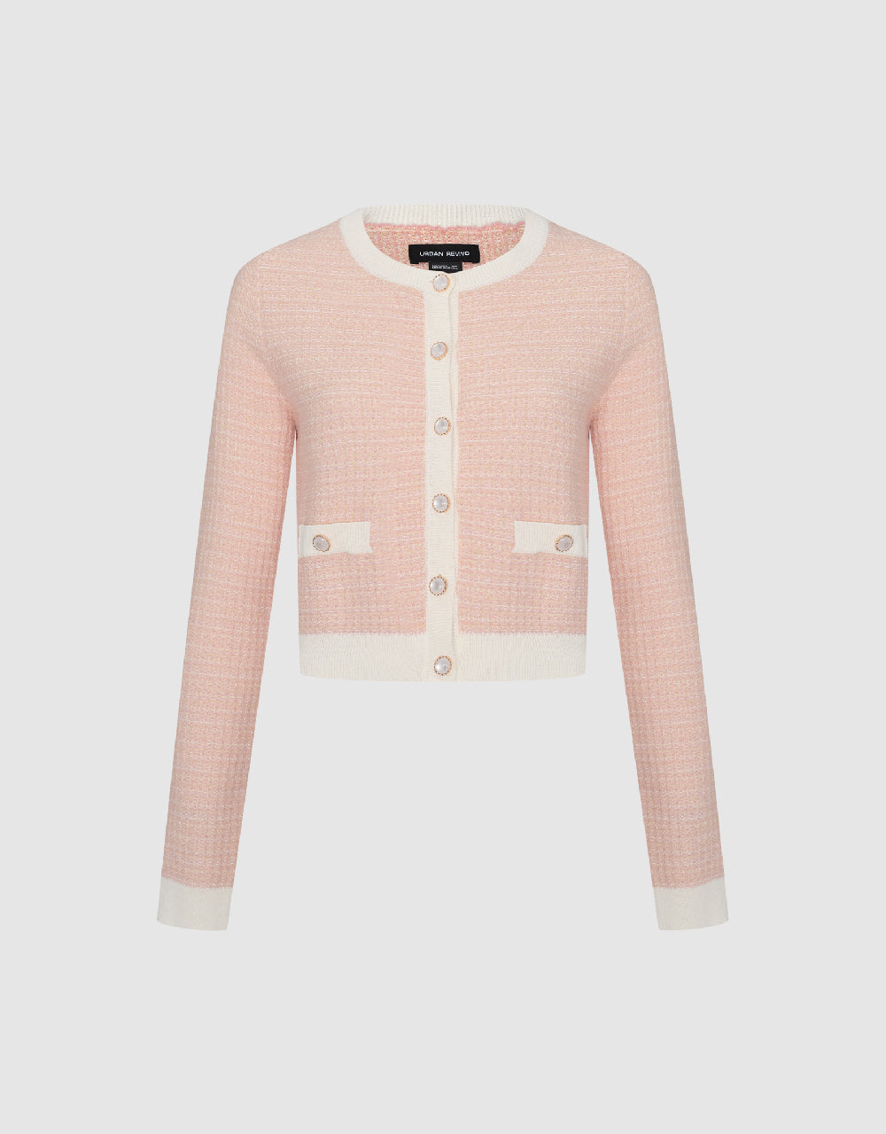 Knitted Cardigan With Faux Pearl Buttons