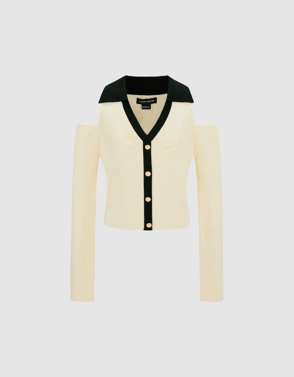 Cold Shoulder V-Neck Knitted T-Shirt