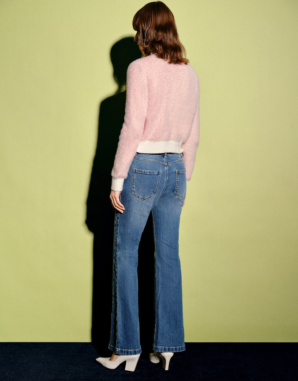 Furry Crew Neck Knitted Cardigan