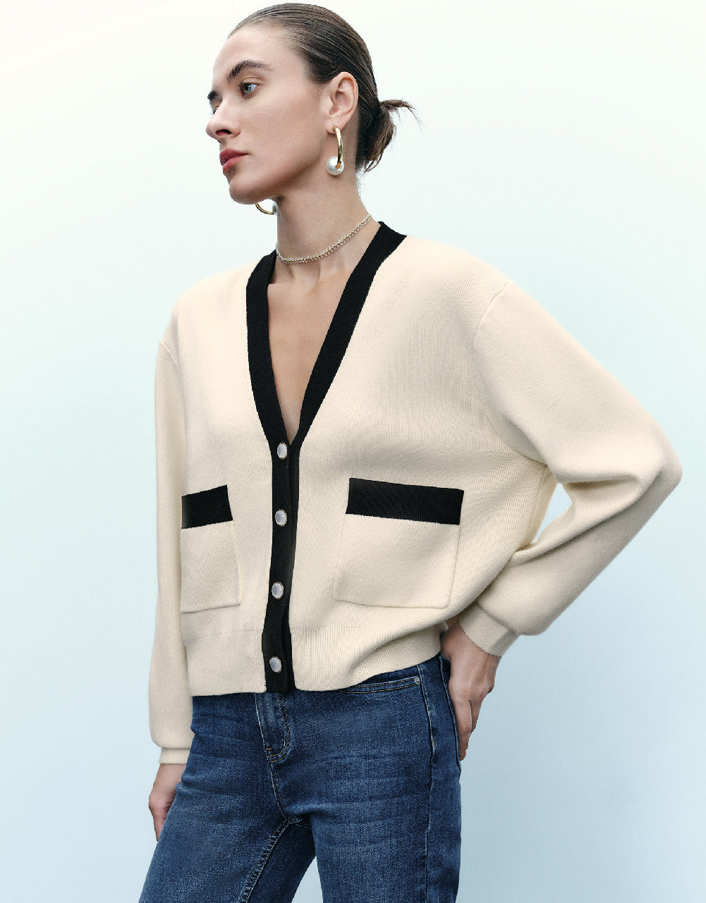 V-Neck Knitted Cardigan