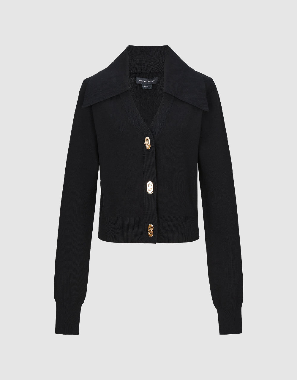 Square Button V-Neck Knitted Cardigan
