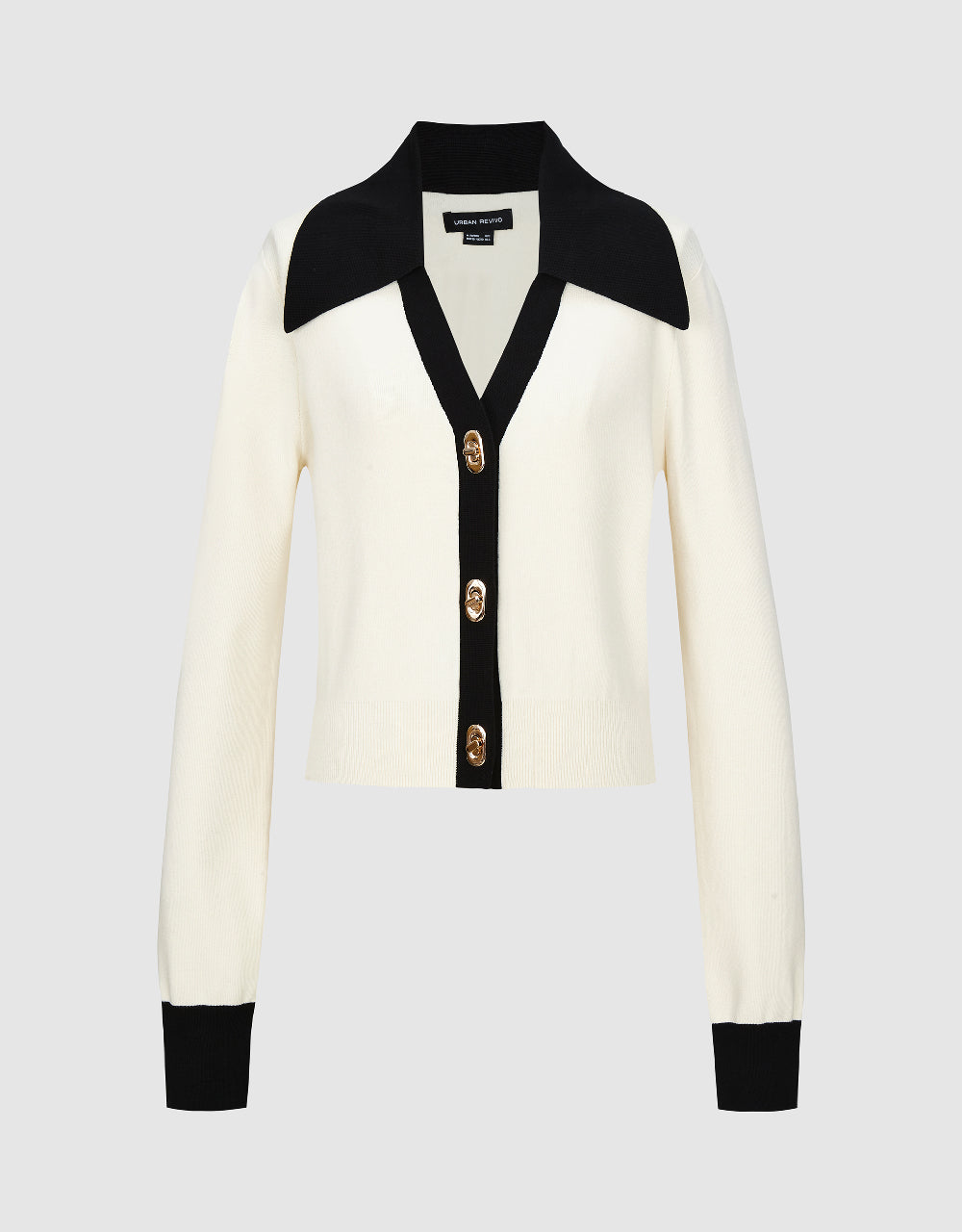Square Button V-Neck Knitted Cardigan