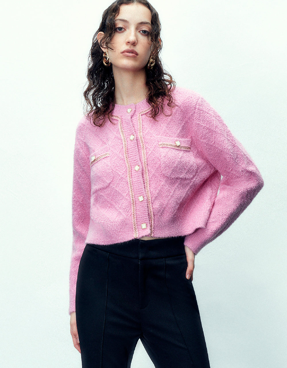 Crew Neck Knitted Cardigan