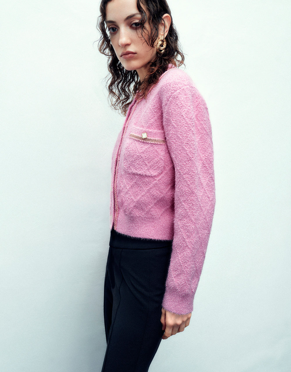 Crew Neck Knitted Cardigan