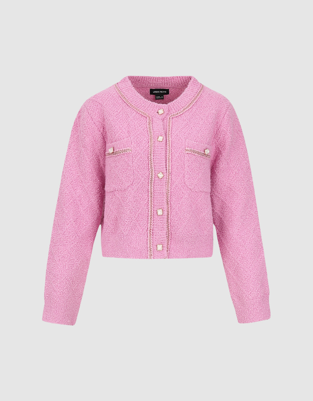 Crew Neck Knitted Cardigan