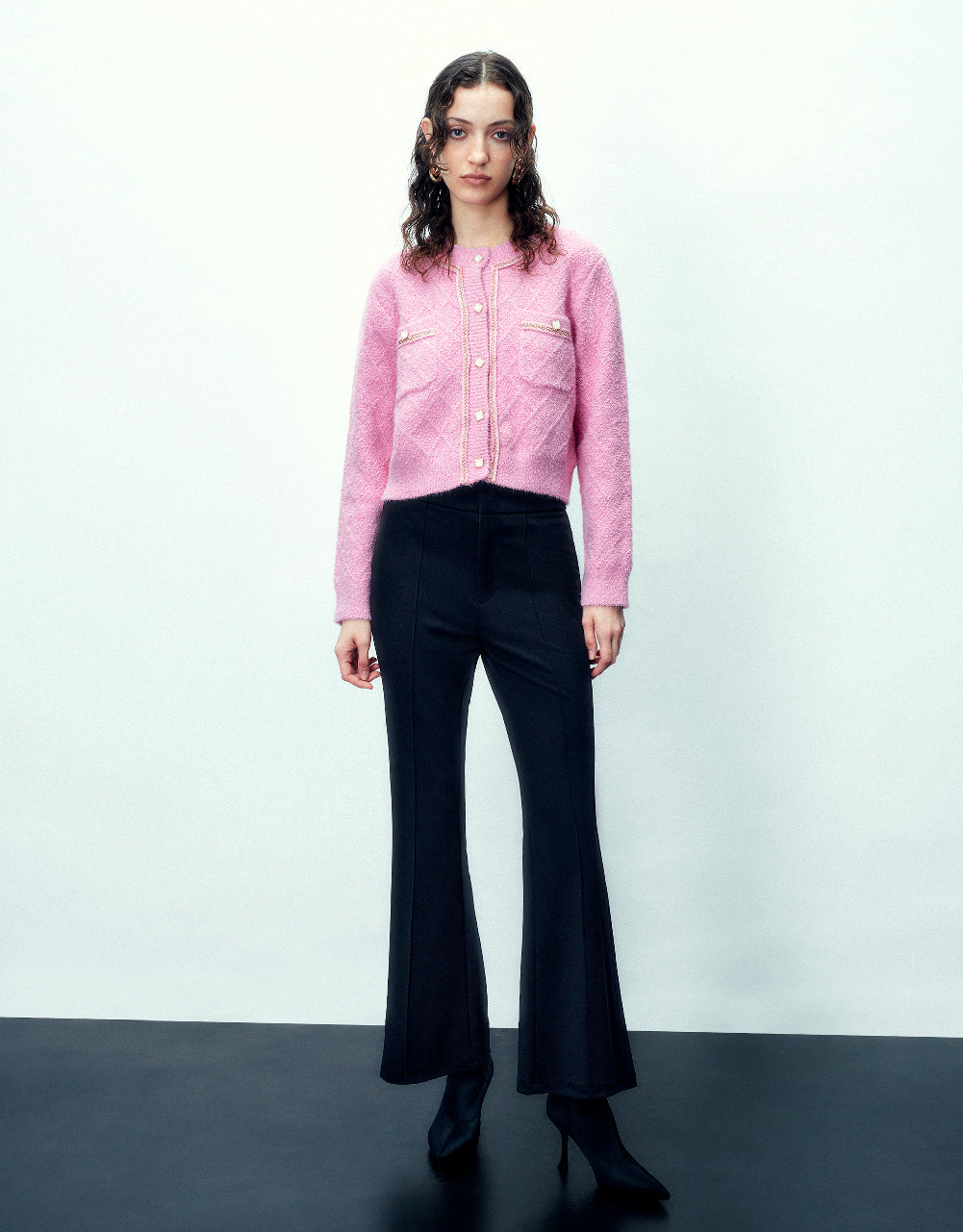 Crew Neck Knitted Cardigan
