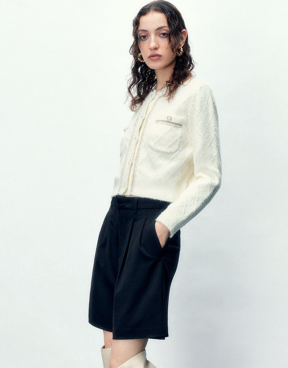Crew Neck Knitted Cardigan