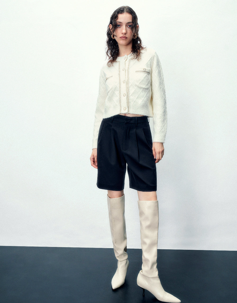 Crew Neck Knitted Cardigan