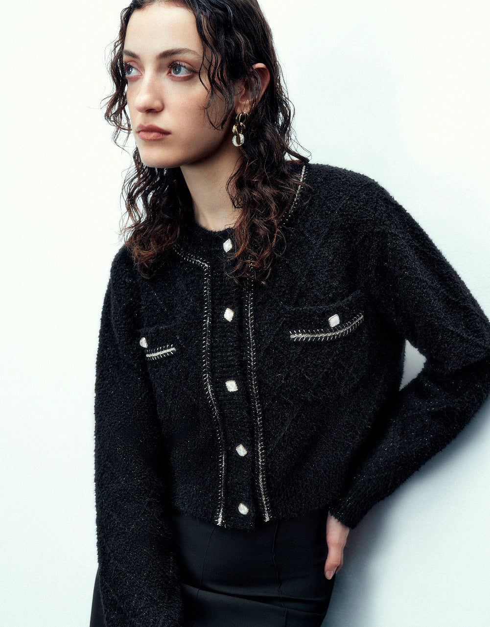 Crew Neck Knitted Cardigan