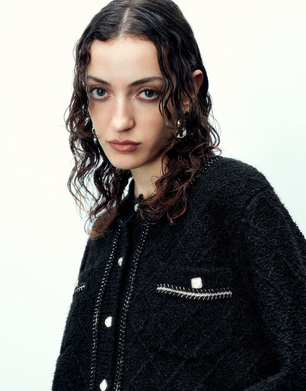 Crew Neck Knitted Cardigan