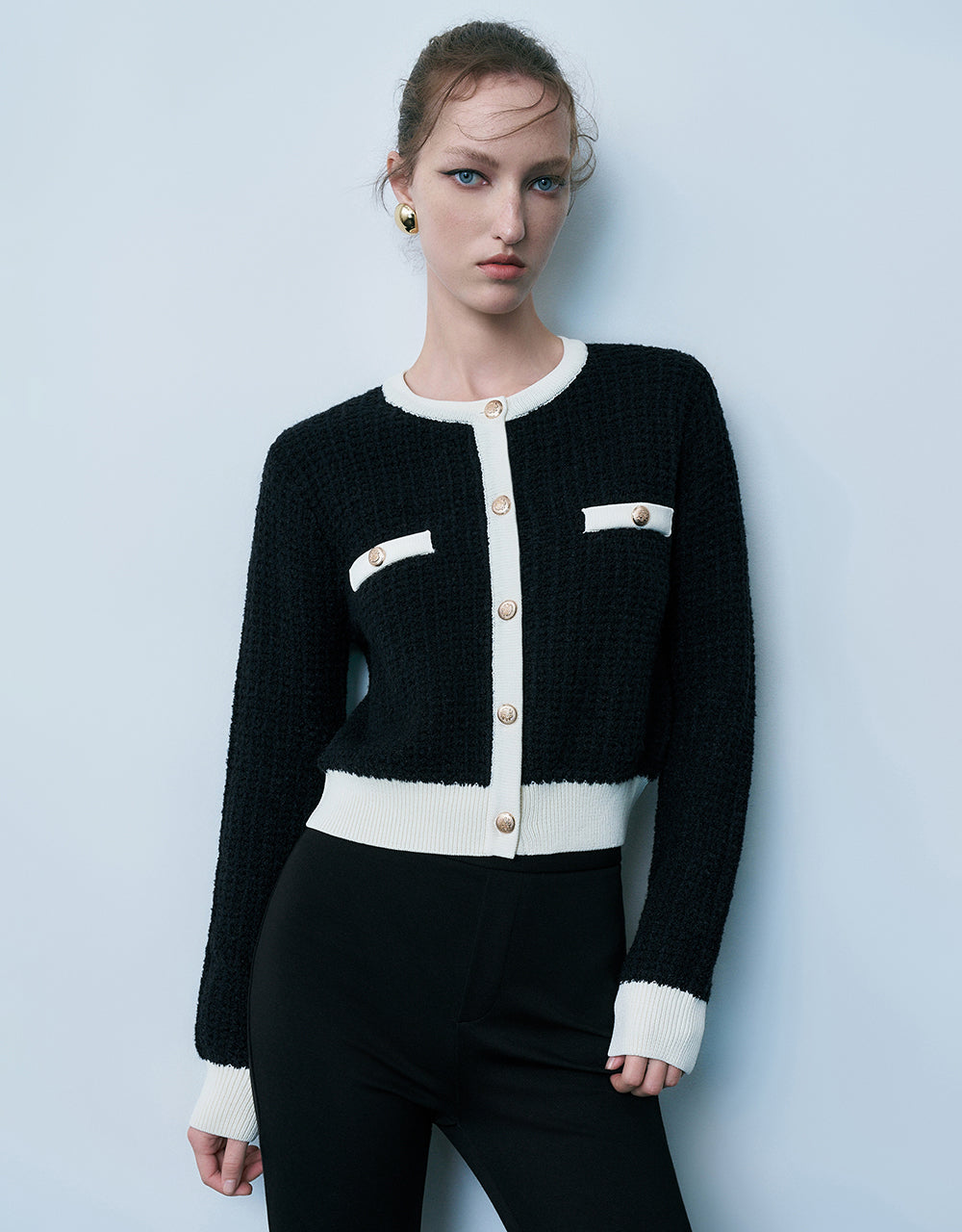 Crew Neck Knitted Cardigan