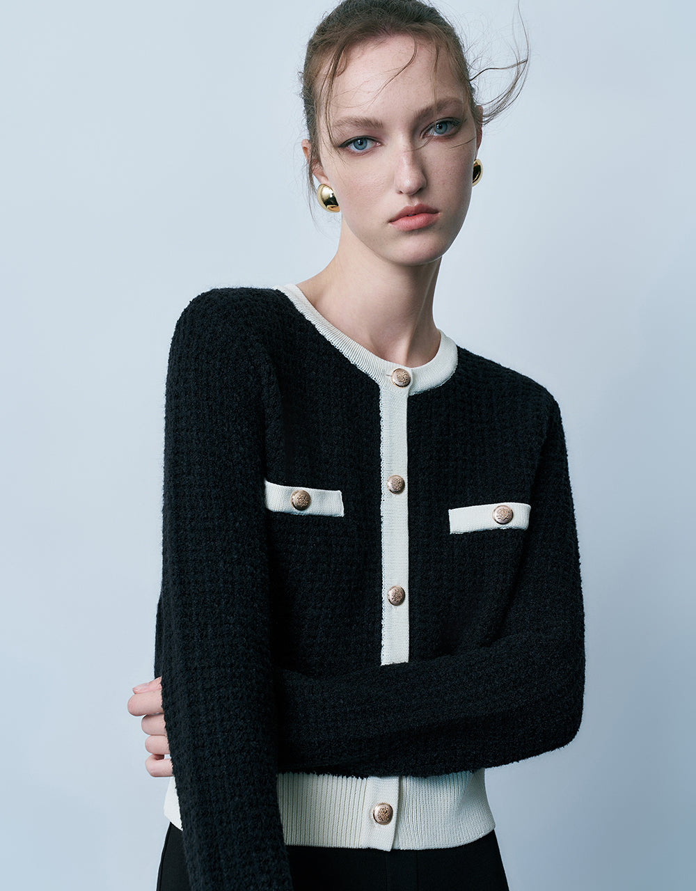 Crew Neck Knitted Cardigan