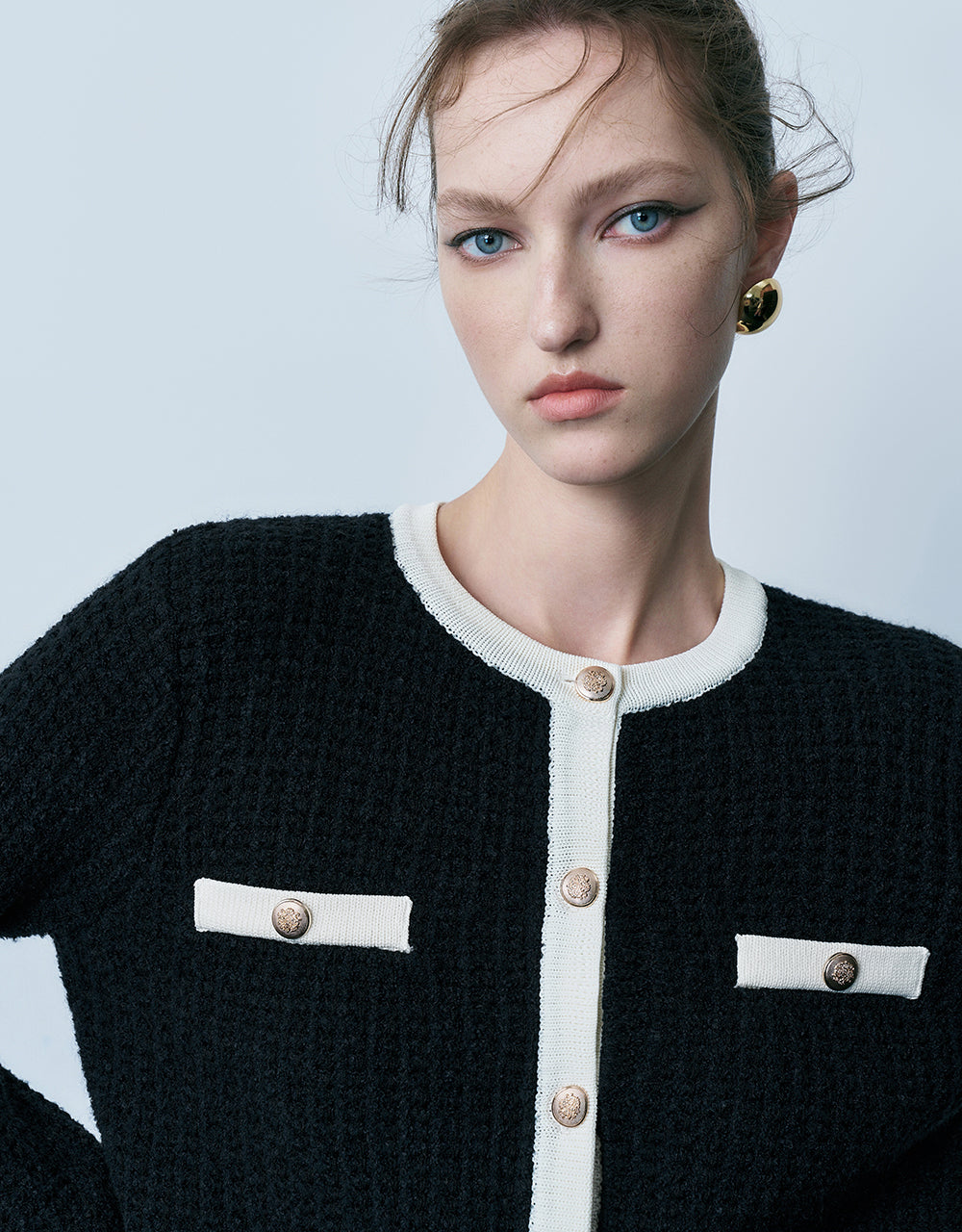 Crew Neck Knitted Cardigan