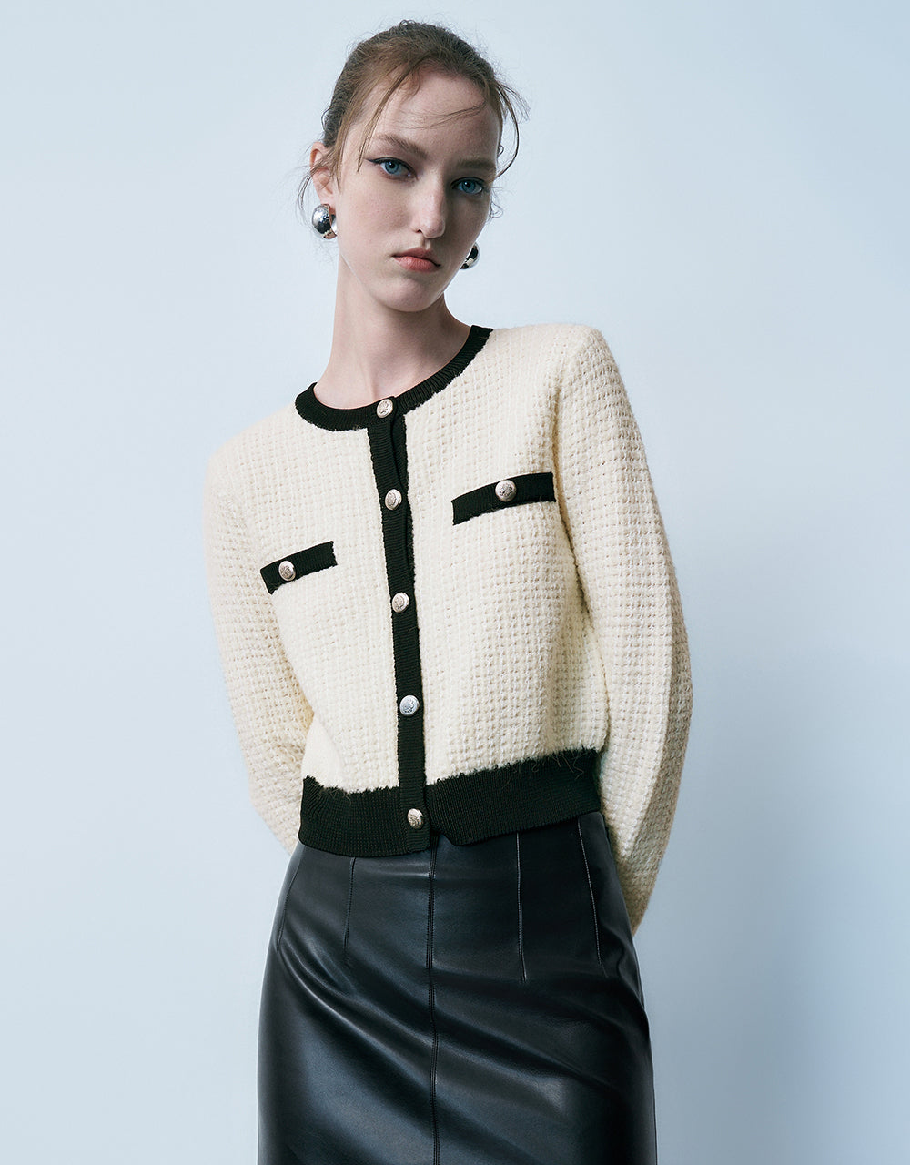 Crew Neck Knitted Cardigan