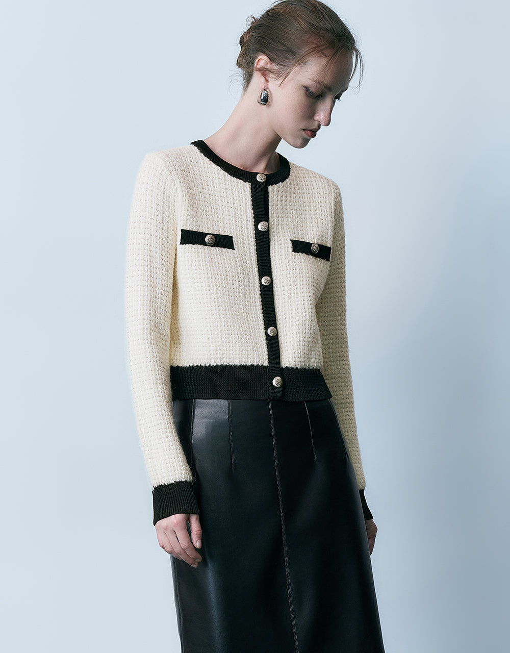 Crew Neck Knitted Cardigan