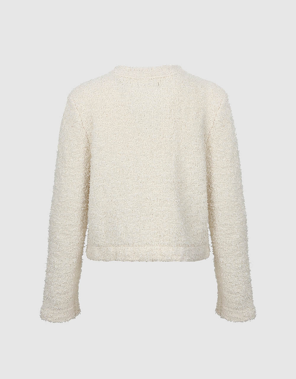 Tweed Crew Neck Knitted Cardigan
