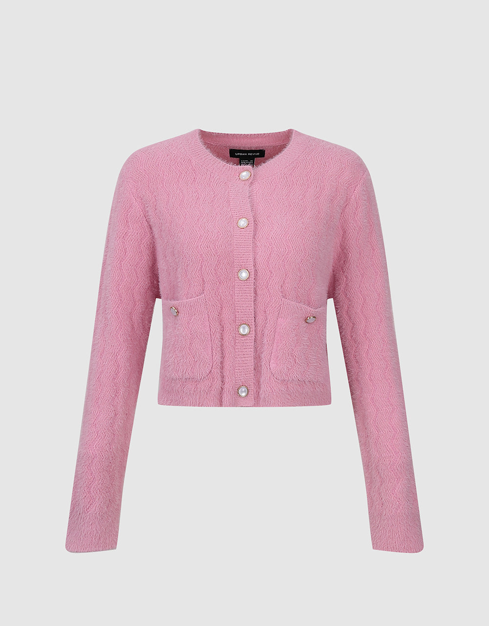 Button Up Crew Neck Knitted Cardigan
