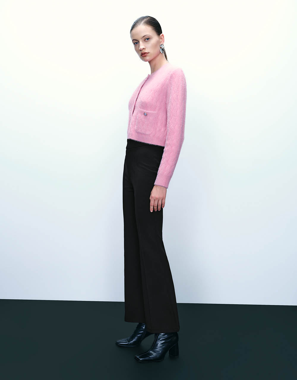 Button Up Crew Neck Knitted Cardigan