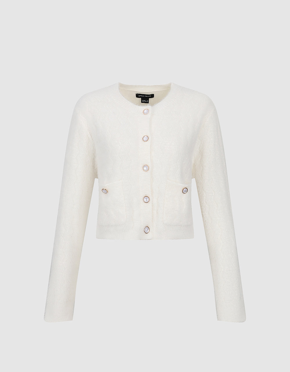 Button Up Crew Neck Knitted Cardigan