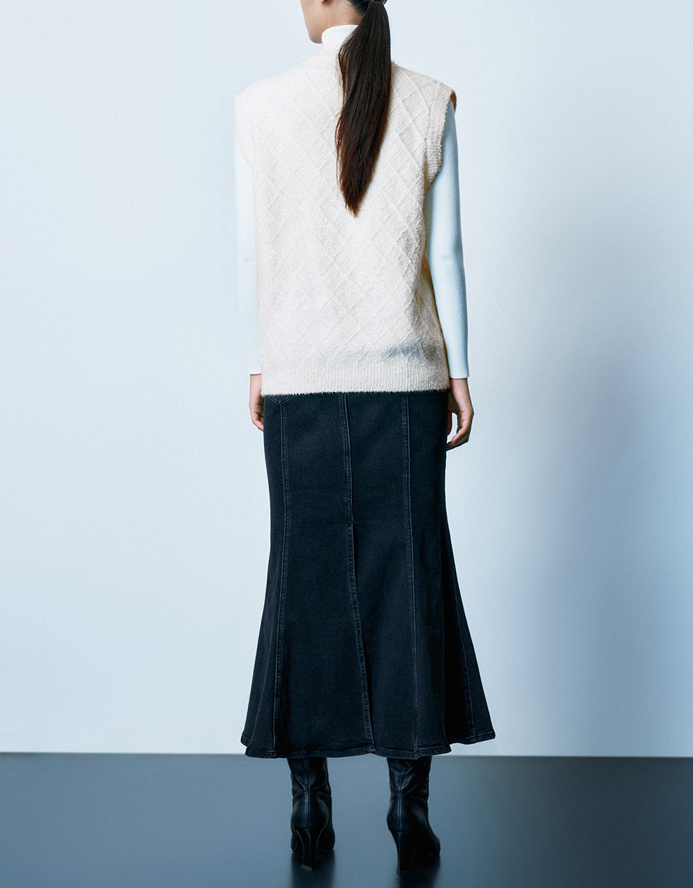 Tweed Crew Neck Knitted Vest