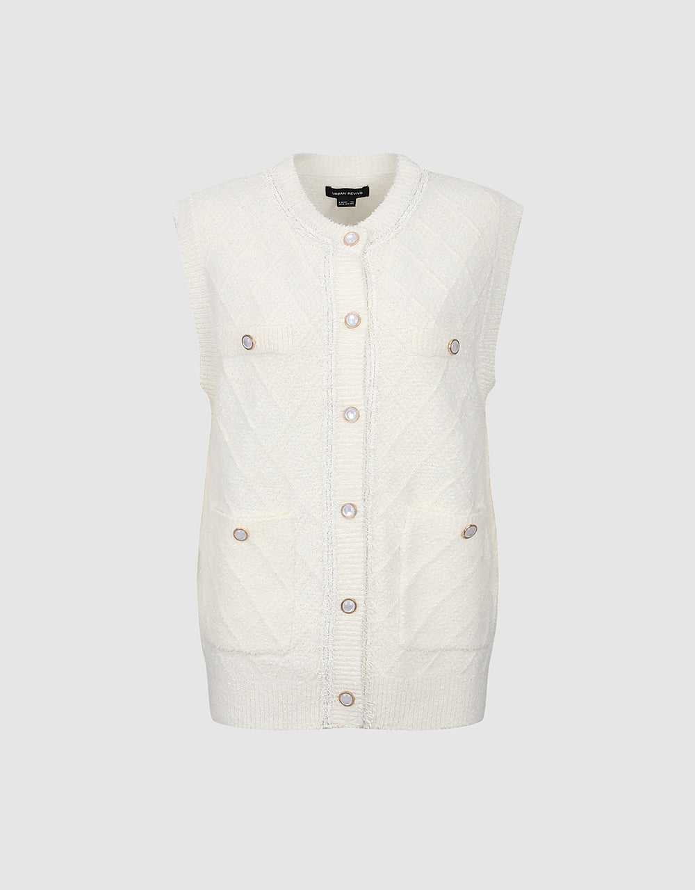 Tweed Crew Neck Knitted Vest