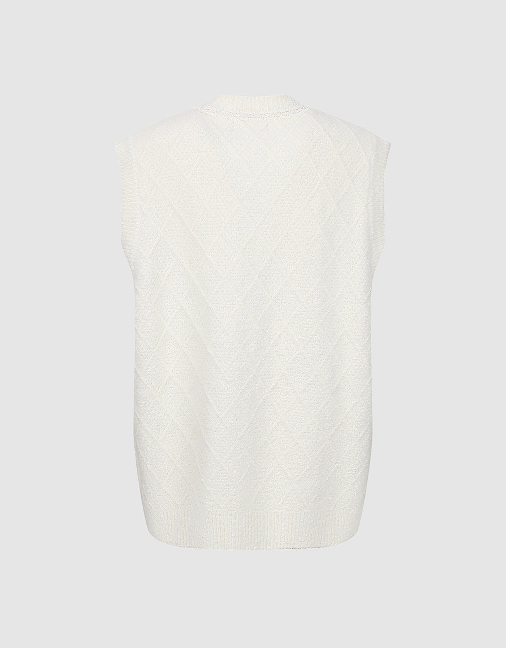 Tweed Crew Neck Knitted Vest