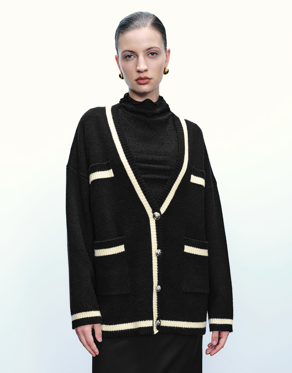 V-Neck Knitted Cardigan
