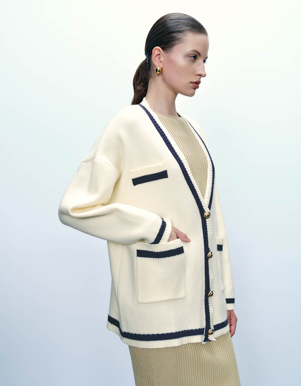 V-Neck Knitted Cardigan