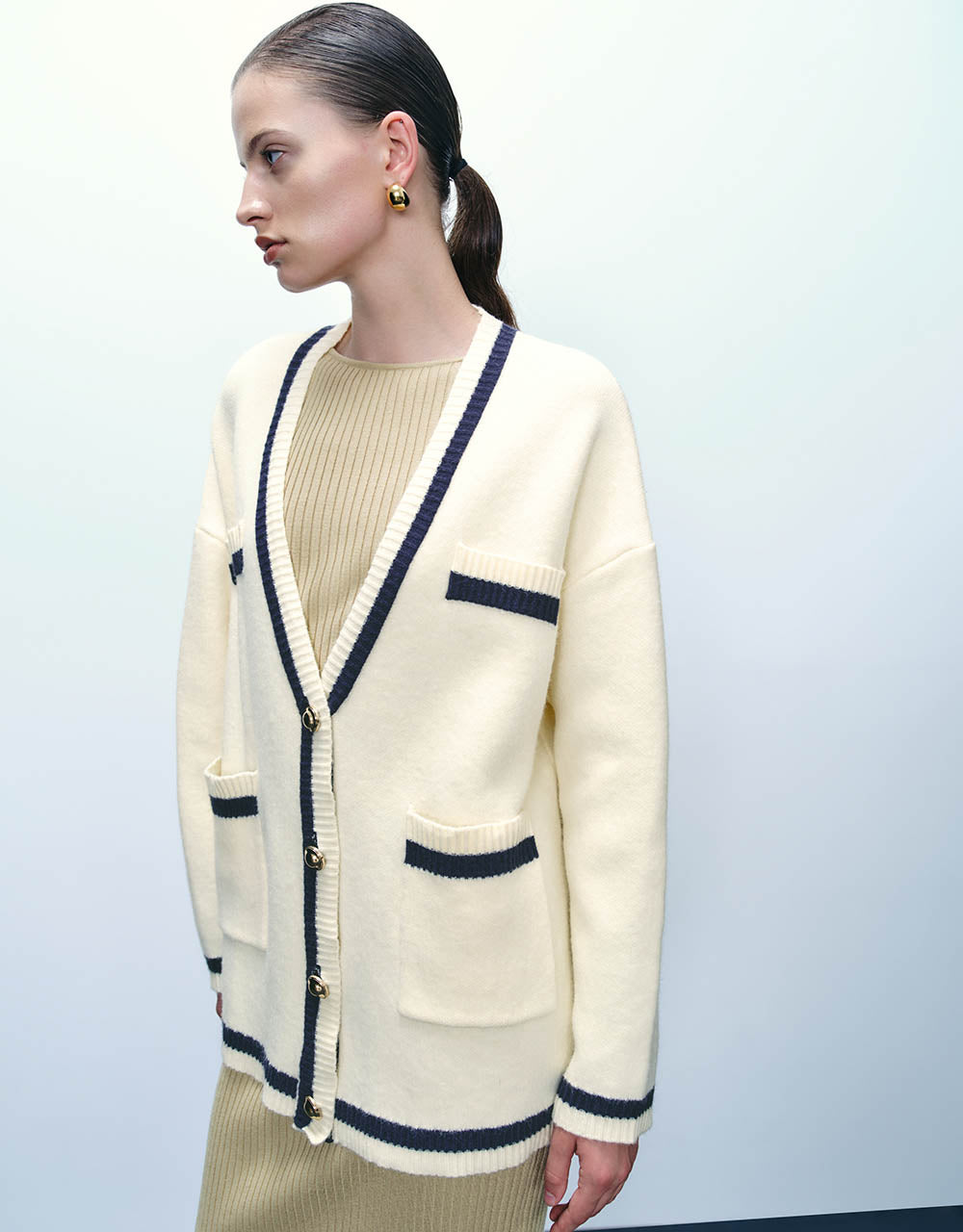 V-Neck Knitted Cardigan