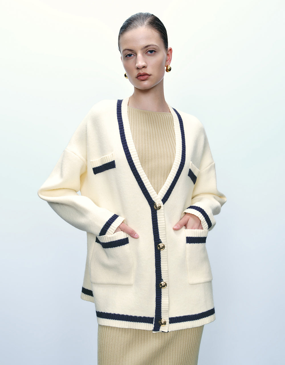 V-Neck Knitted Cardigan
