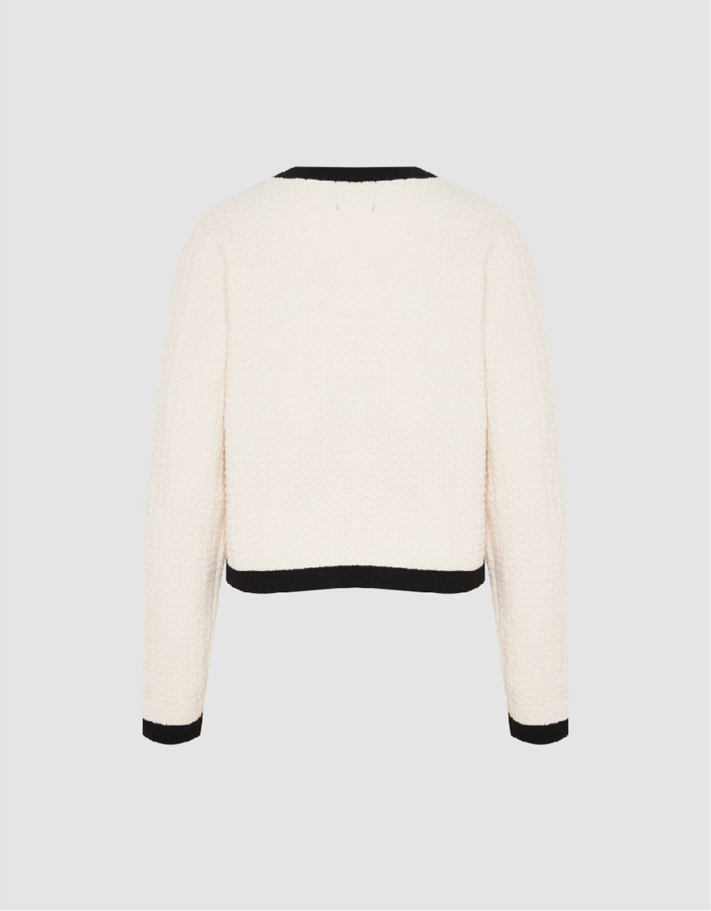 Textured Crew Neck Knitted Cardigan