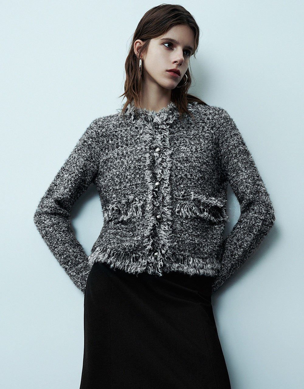 Raw Hem Knitted Cardigan