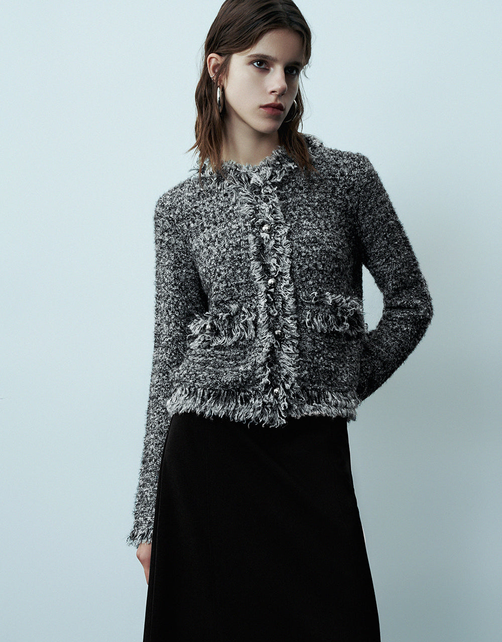 Raw Hem Knitted Cardigan