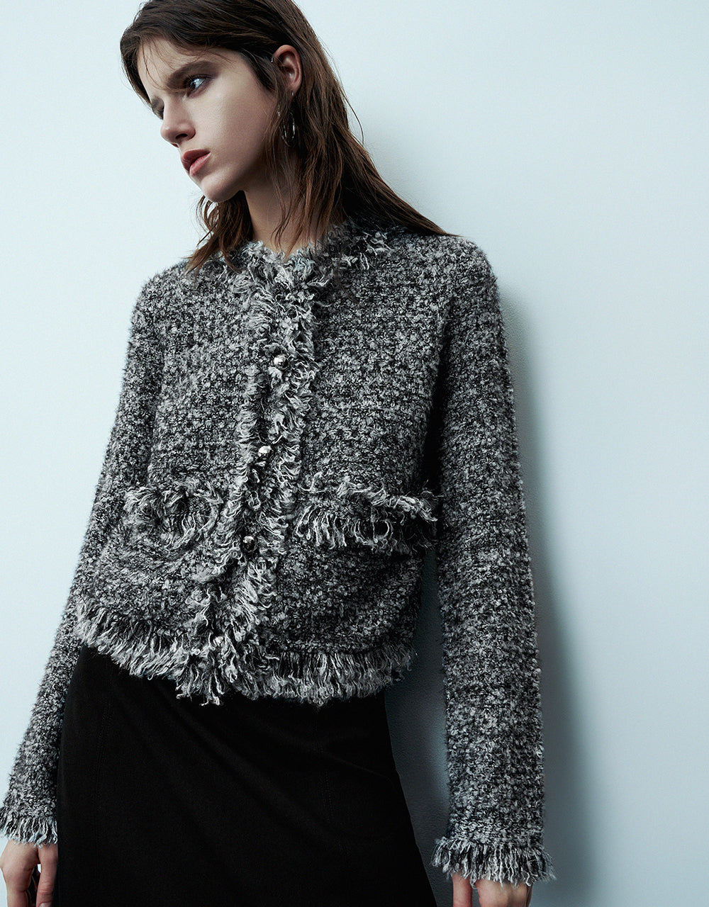 Raw Hem Knitted Cardigan