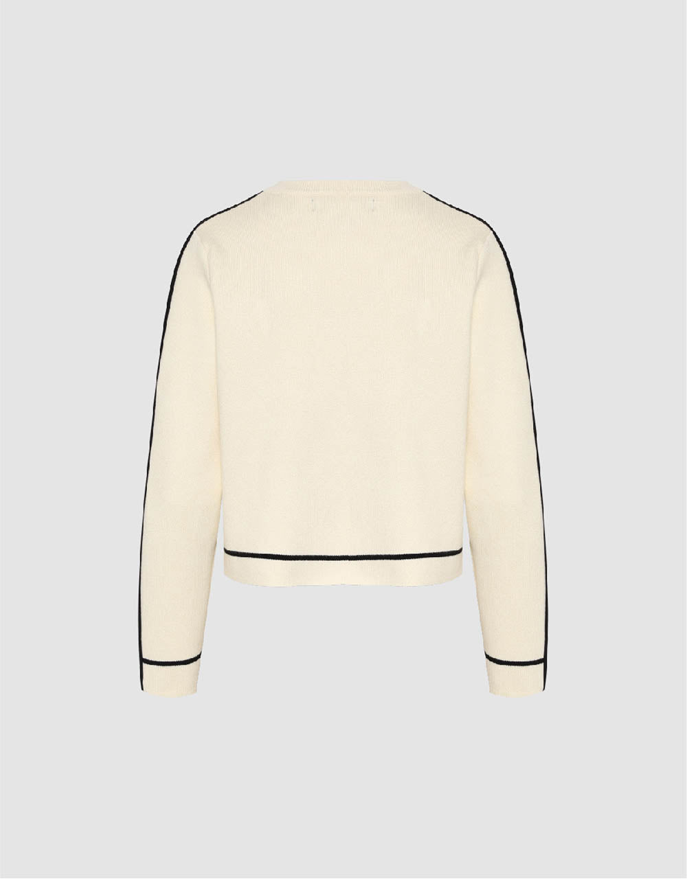 Crew Neck Knitted Cardigan With Fake Pockets