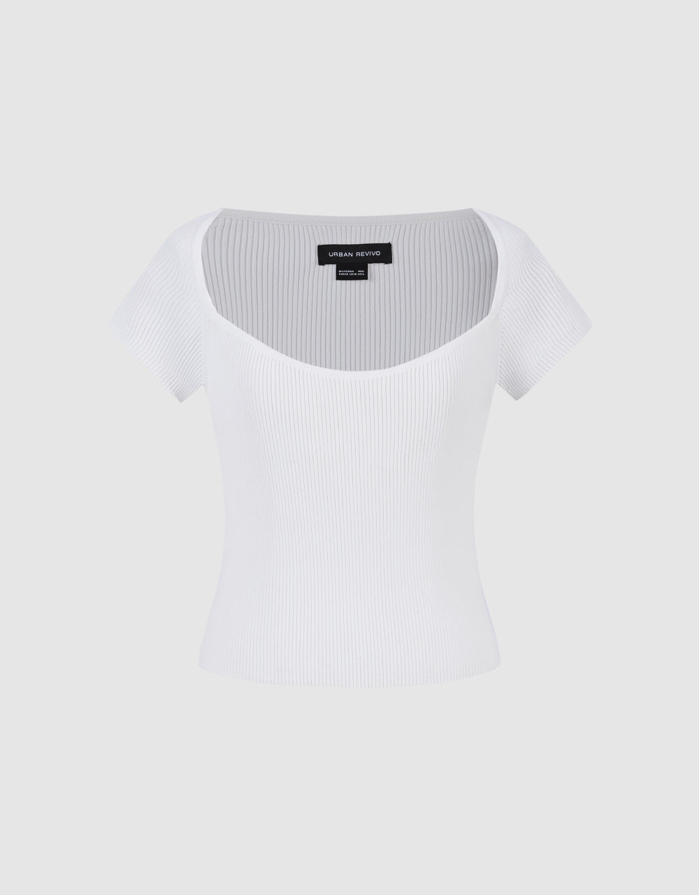 Square-cut Collar Knitted T-Shirt