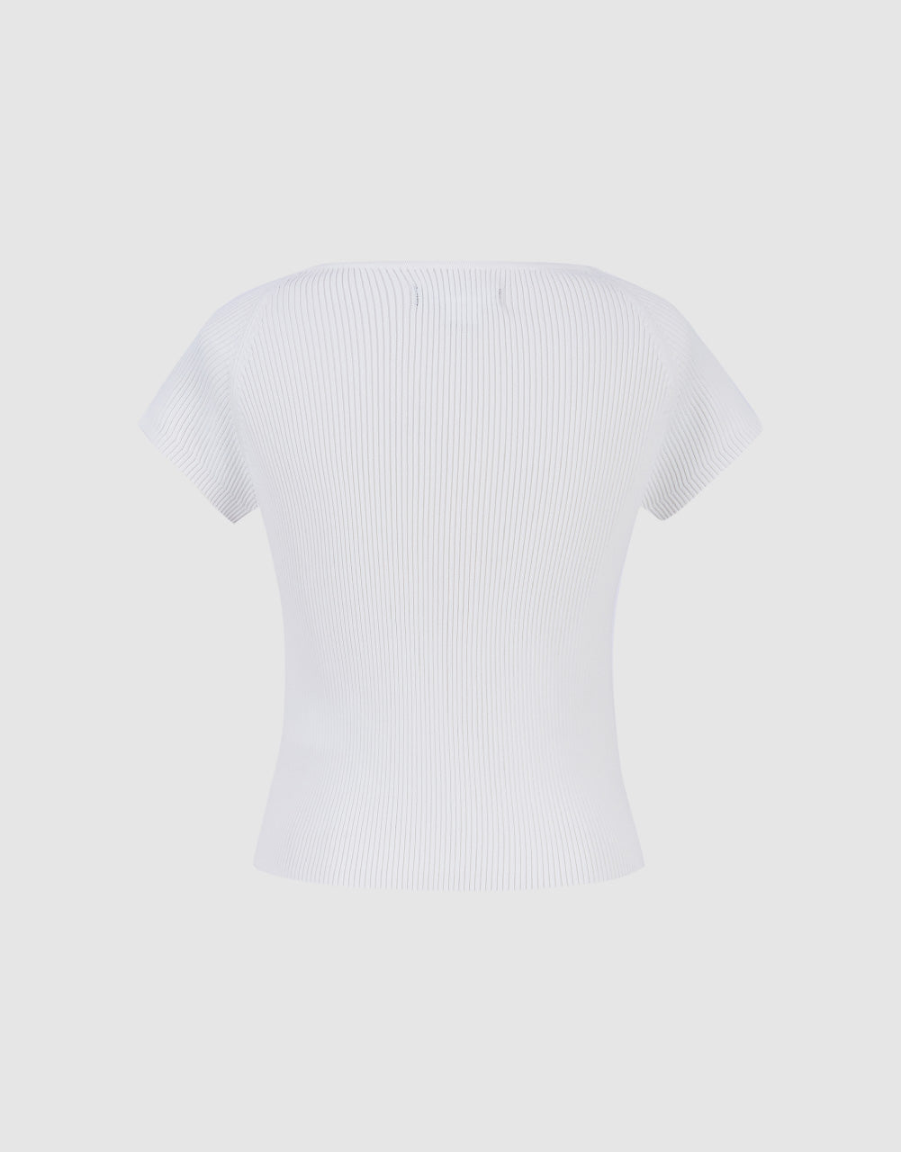 Square-cut Collar Knitted T-Shirt