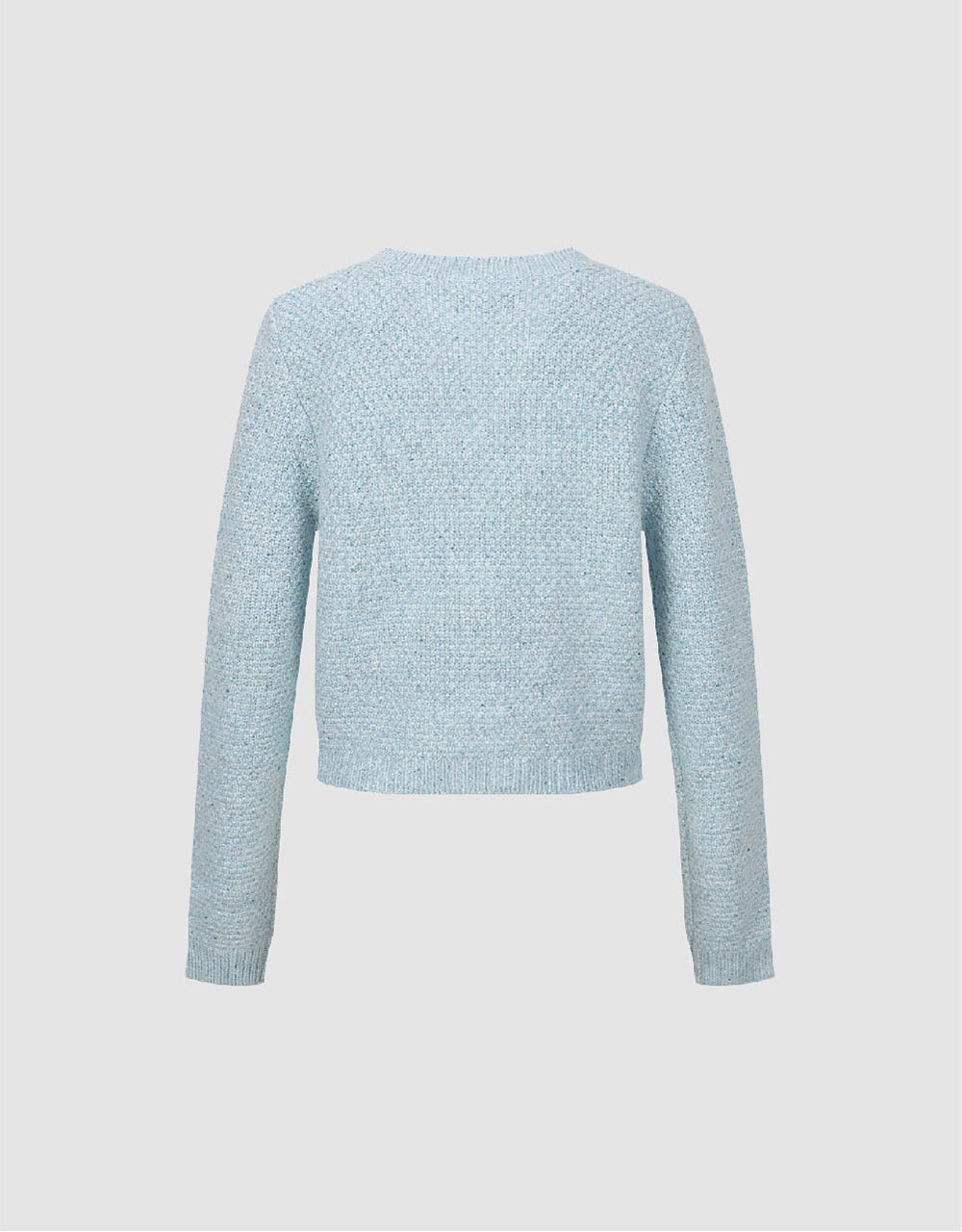 Crew Neck Knitted Cardigan With Fake Pockets