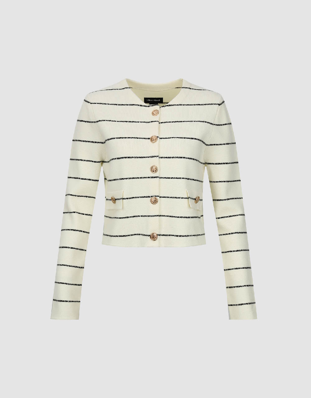 Striped Crew Neck Knitted Cardigan