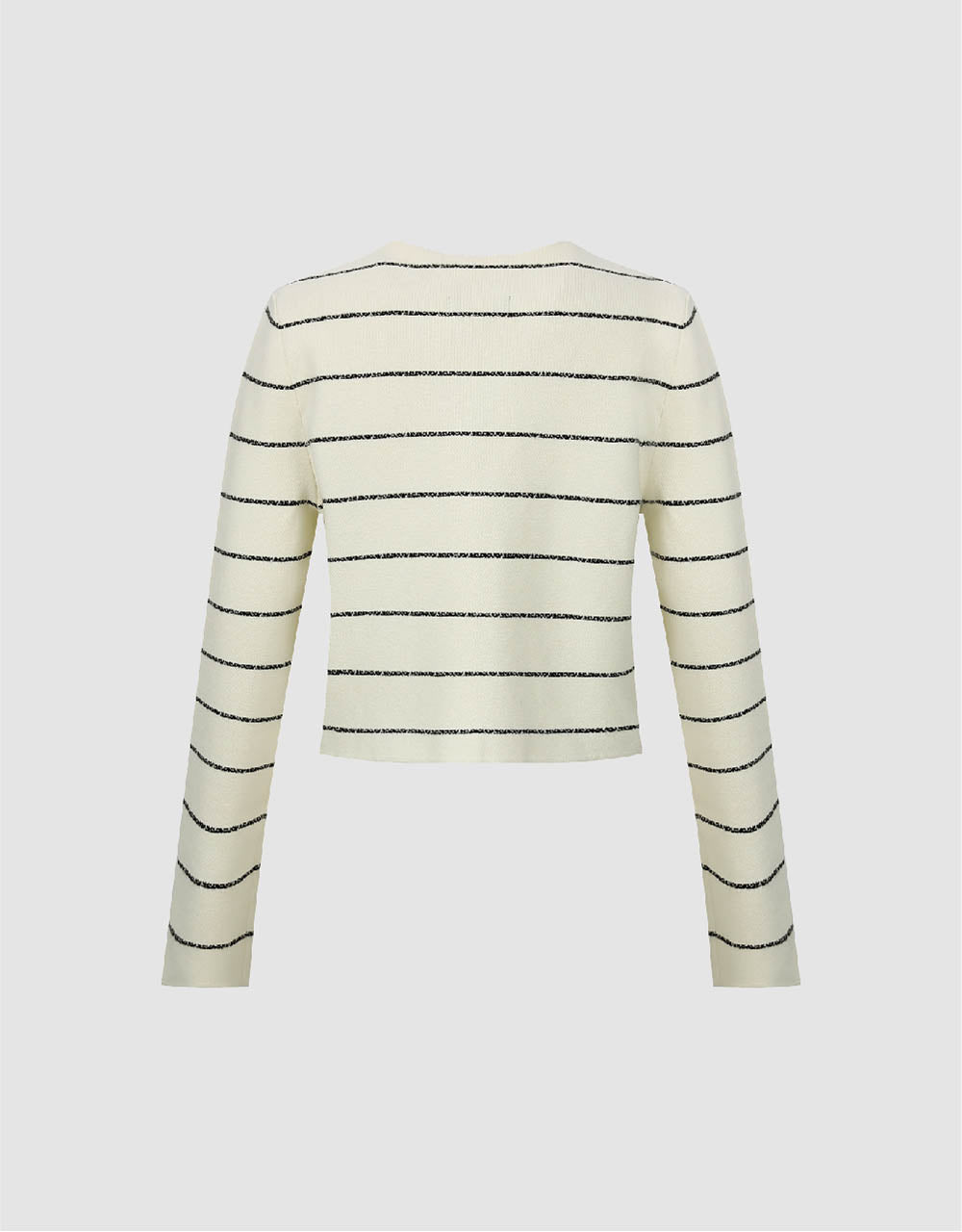 Striped Crew Neck Knitted Cardigan