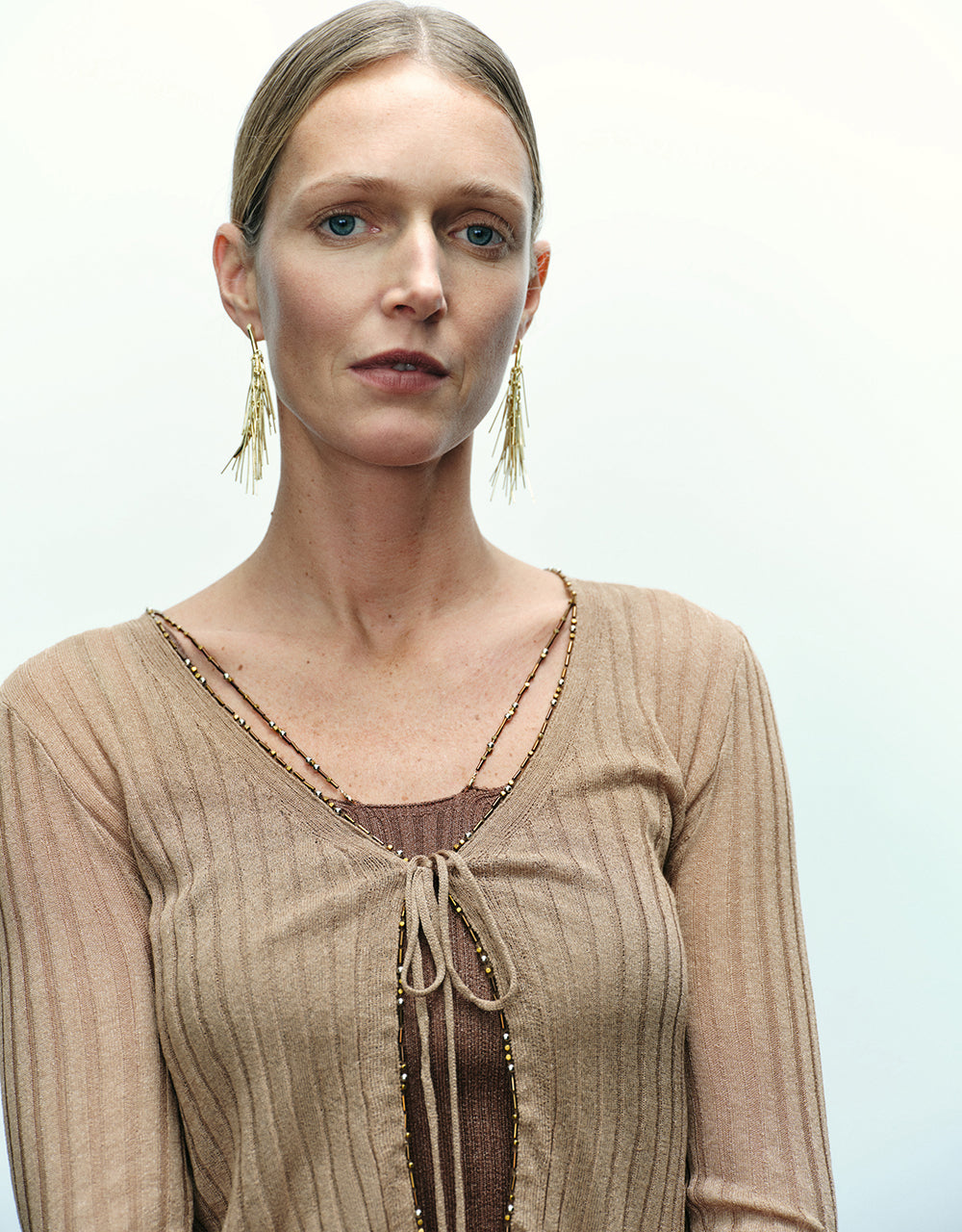 Tie Front V-Neck Skinny Knitted Cardigan